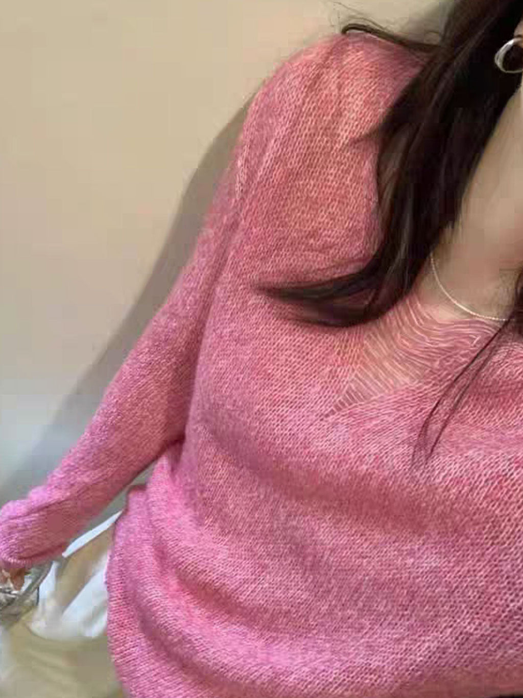 Mia Casual Crew Neck Hollow Knitted Top