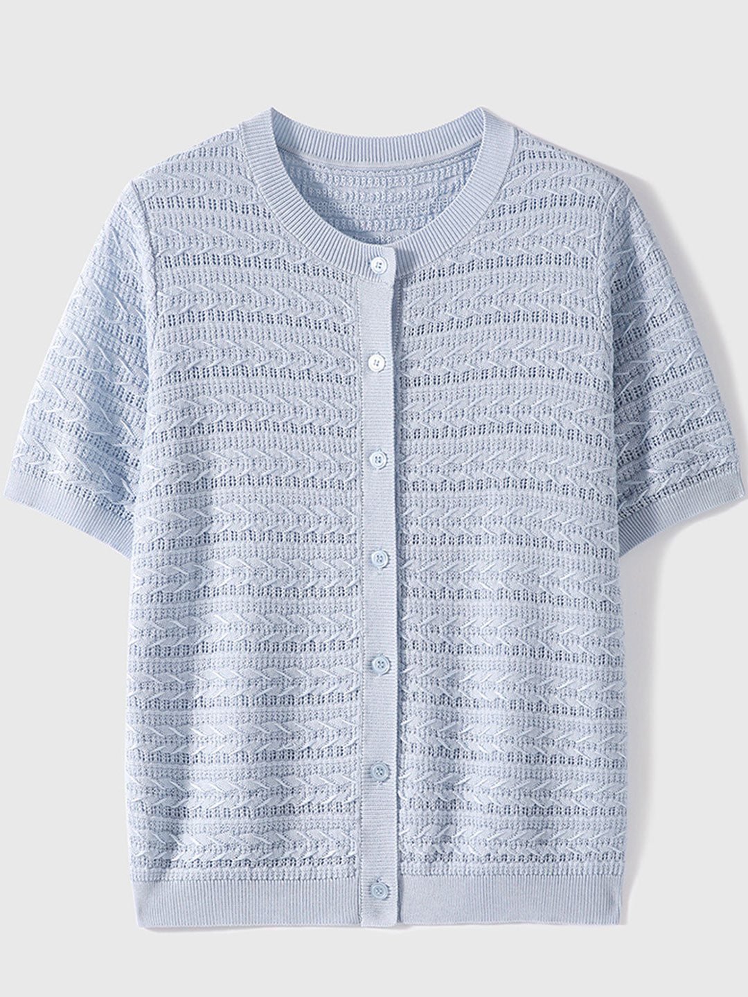 Nevaeh Loose Crew Neck Hollowed Knitted Top