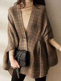 Raya Vintage Plaid Shawl Coat