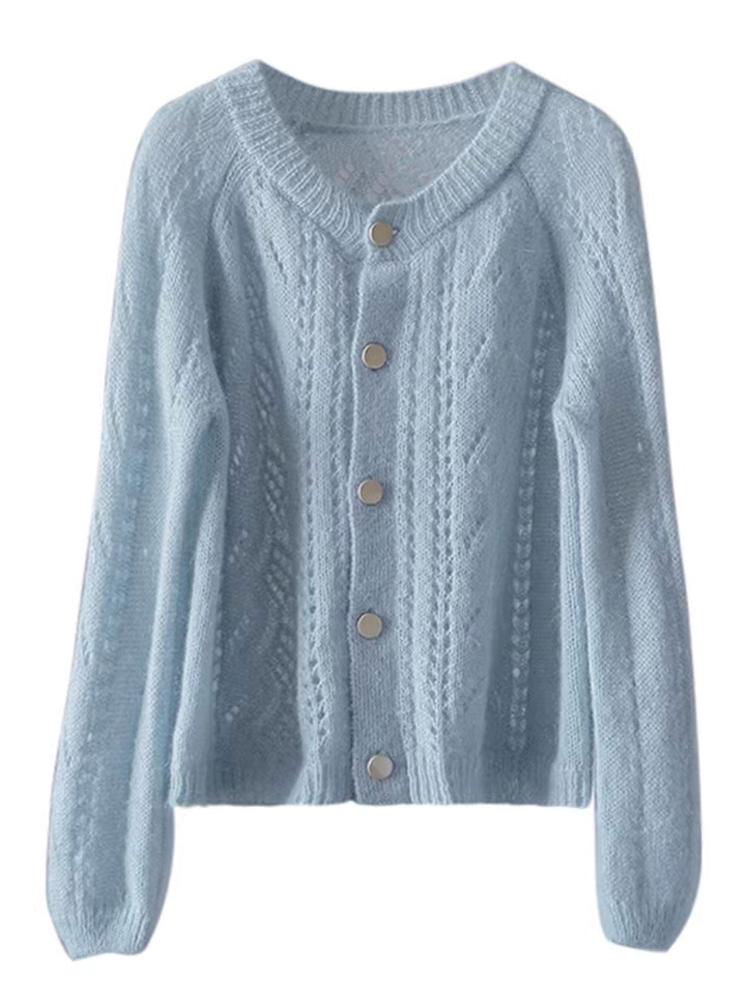 Alyssa Classic Crew Neck Jacquard Knitted Cardigan