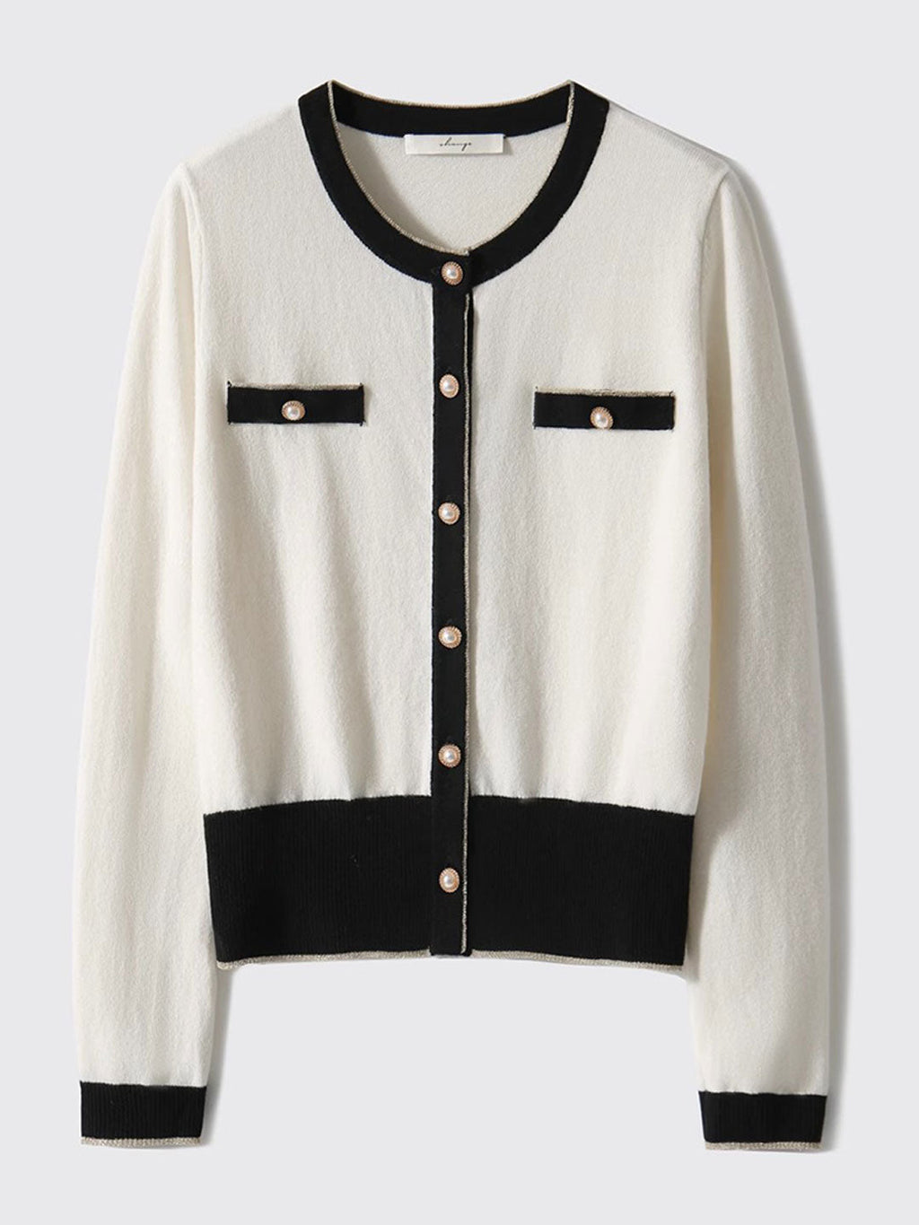Sophia Classic Crew Neck Contrasted Knitted Cardigan