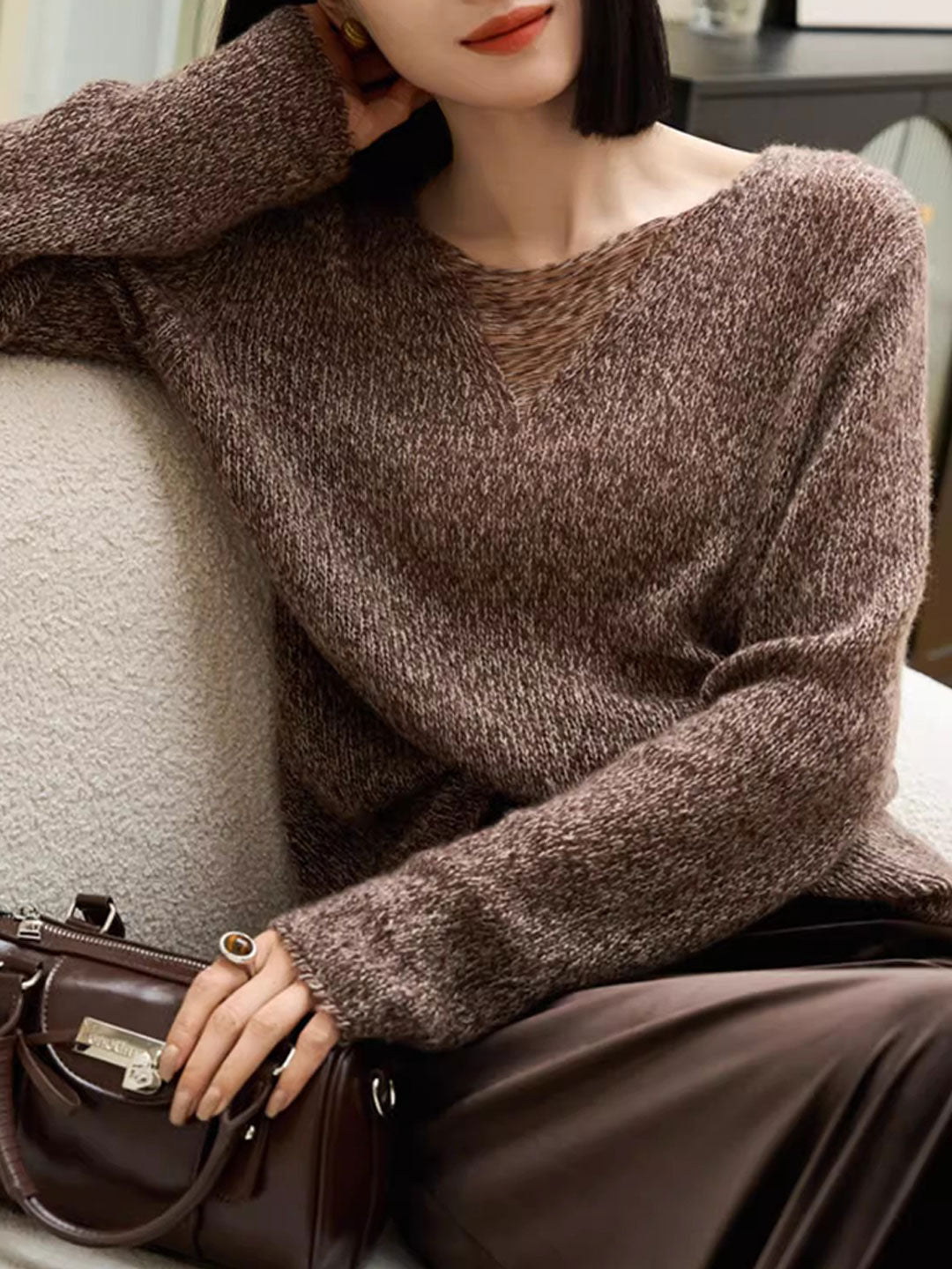 Mia Casual Crew Neck Hollow Knitted Top