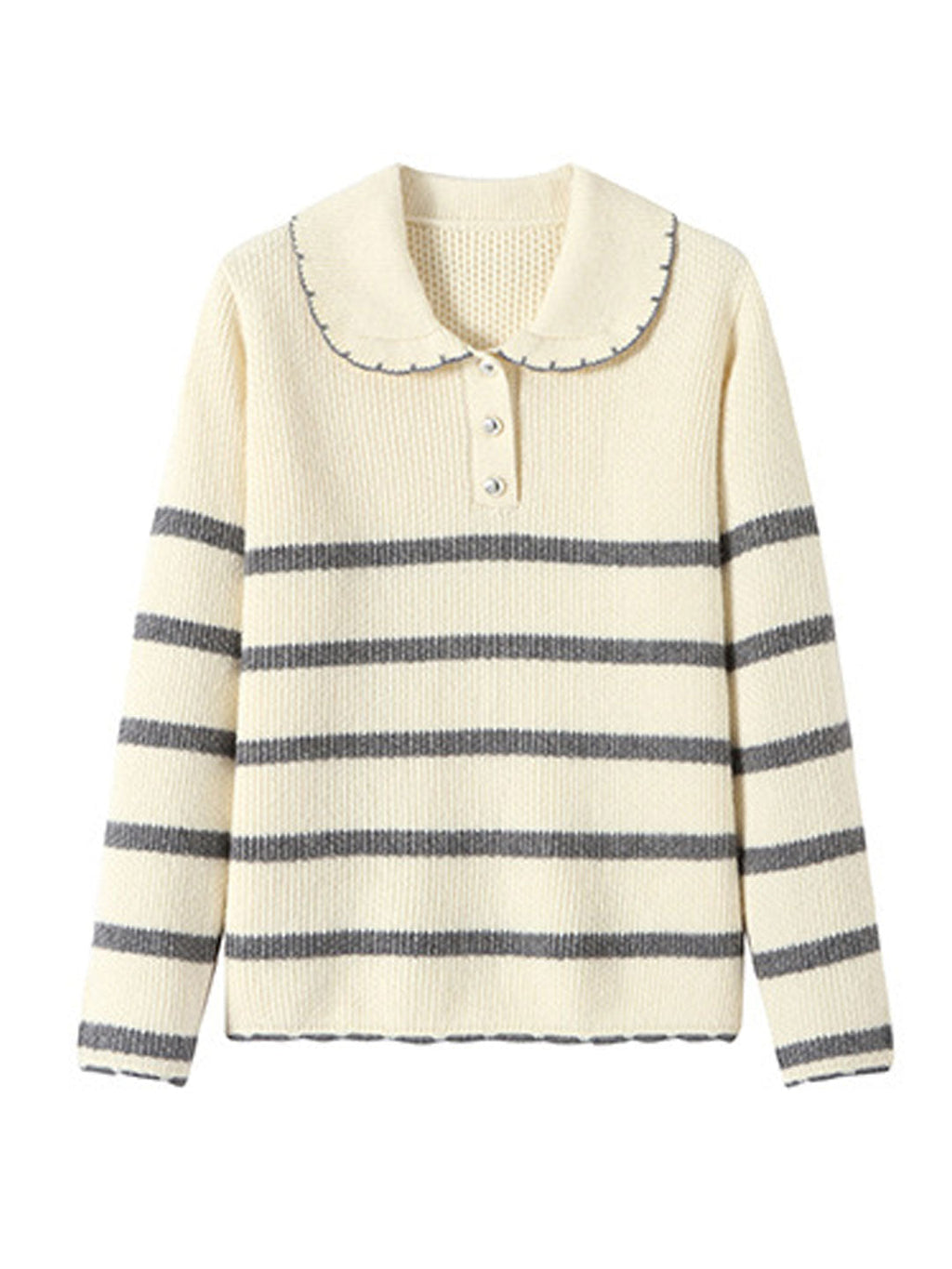 Sophie Loose Doll Collar Striped Knitted Sweater