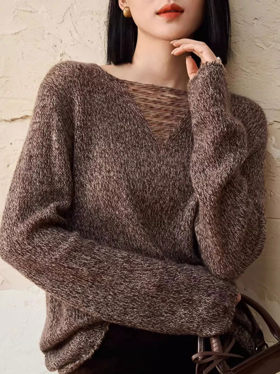 Mia Casual Crew Neck Hollow Knitted Top