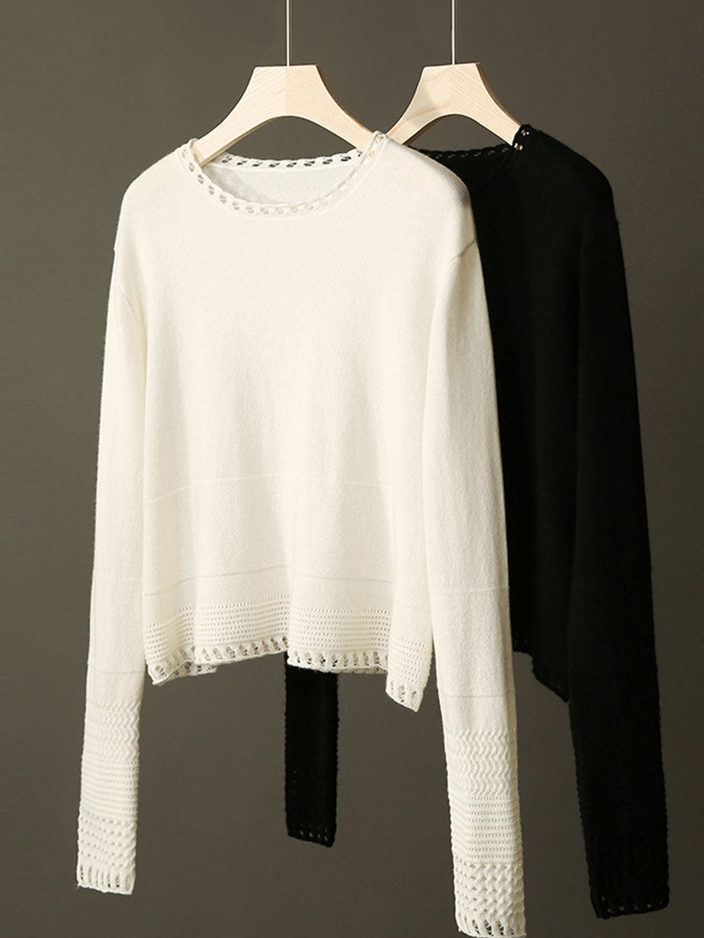 Grace Loose Crew Neck Hollowed Knitted Top