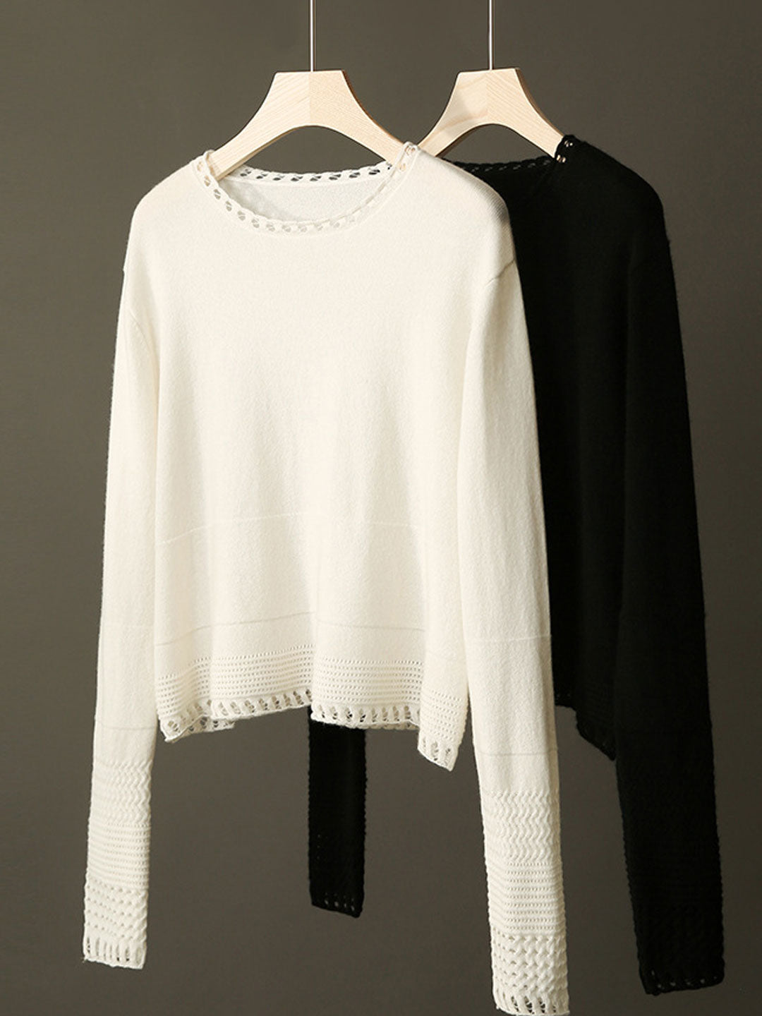 Grace Loose Crew Neck Hollowed Knitted Top