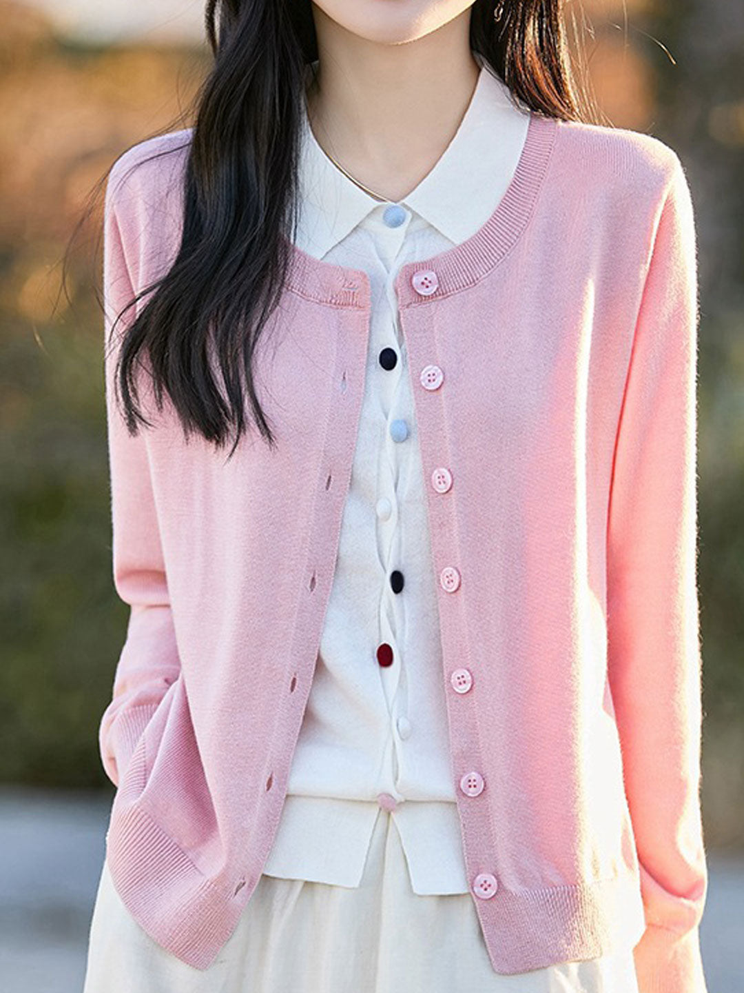 Kylie Classic Polo Mock Two-Piece Knitted Cardigan