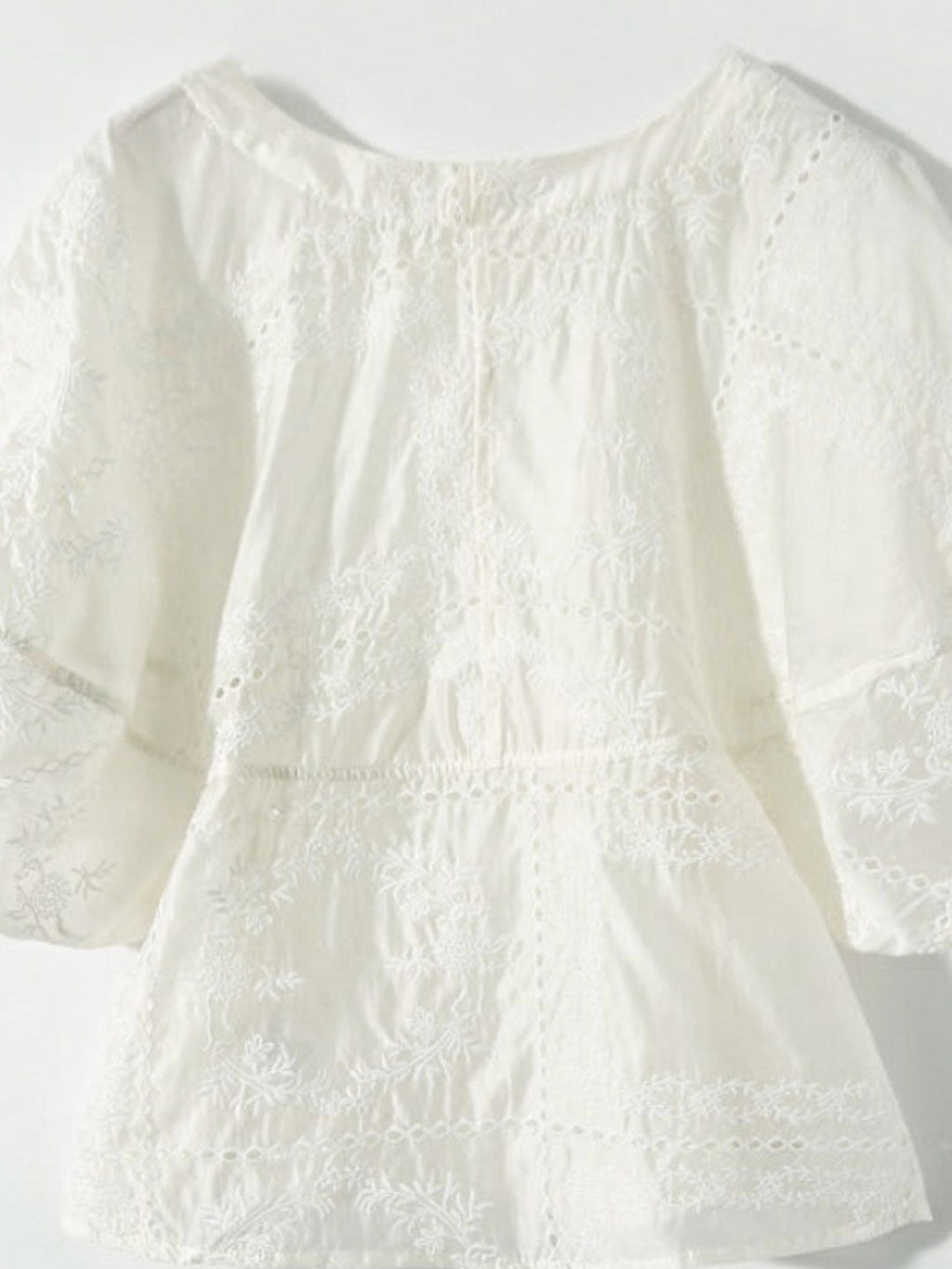 Jocelyn Loose Crew Neck Embroidered Hollowed Top