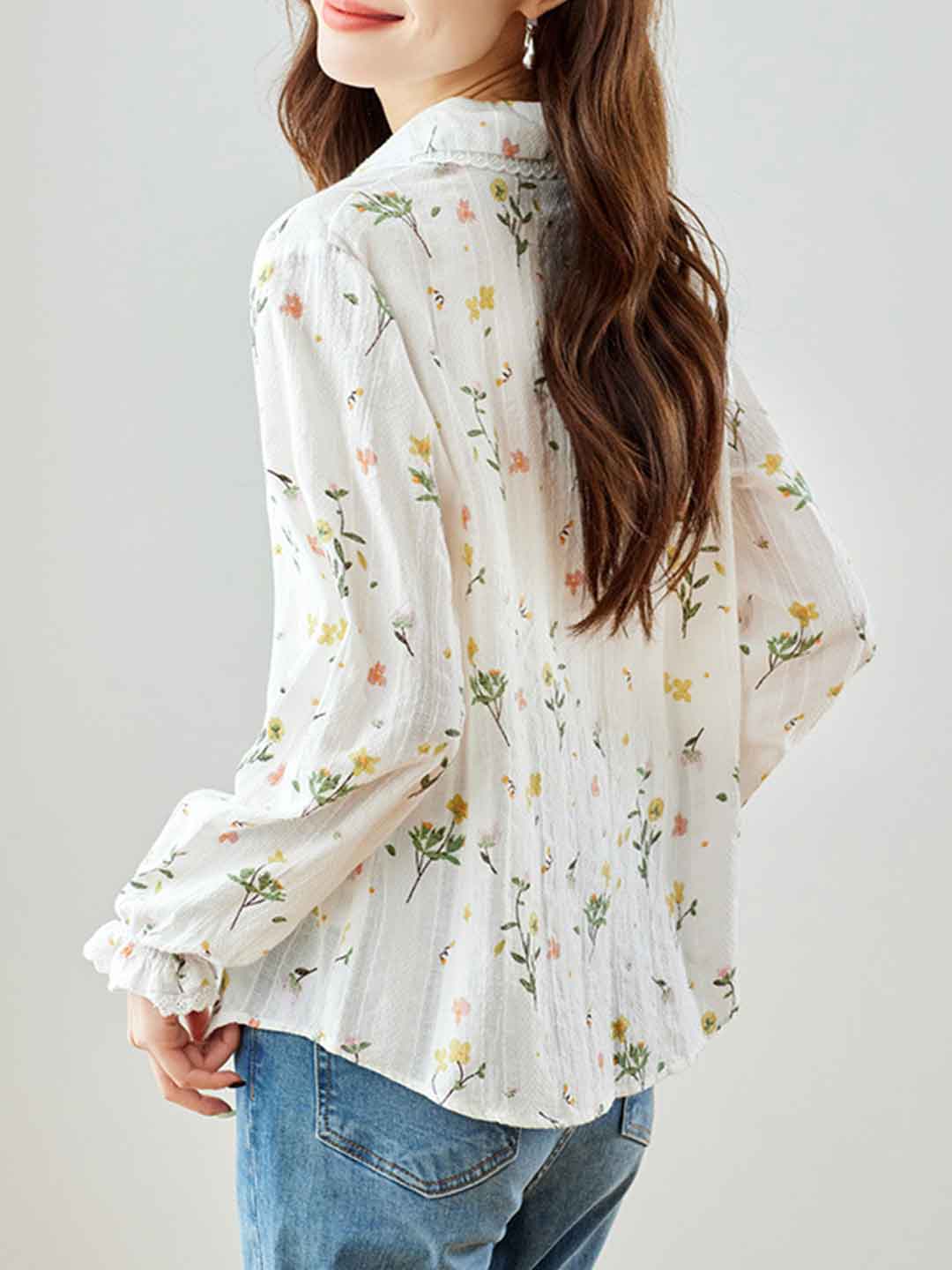 Valeria Classic Lapel Embroidered Floral Shirt