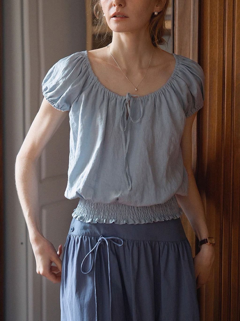 Sophia Loose Crew Neck Solid Color Blouse