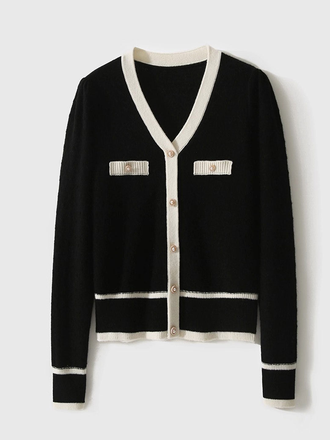 Hannah Casual V-Neck Textured Jacquard Knitted Sweater