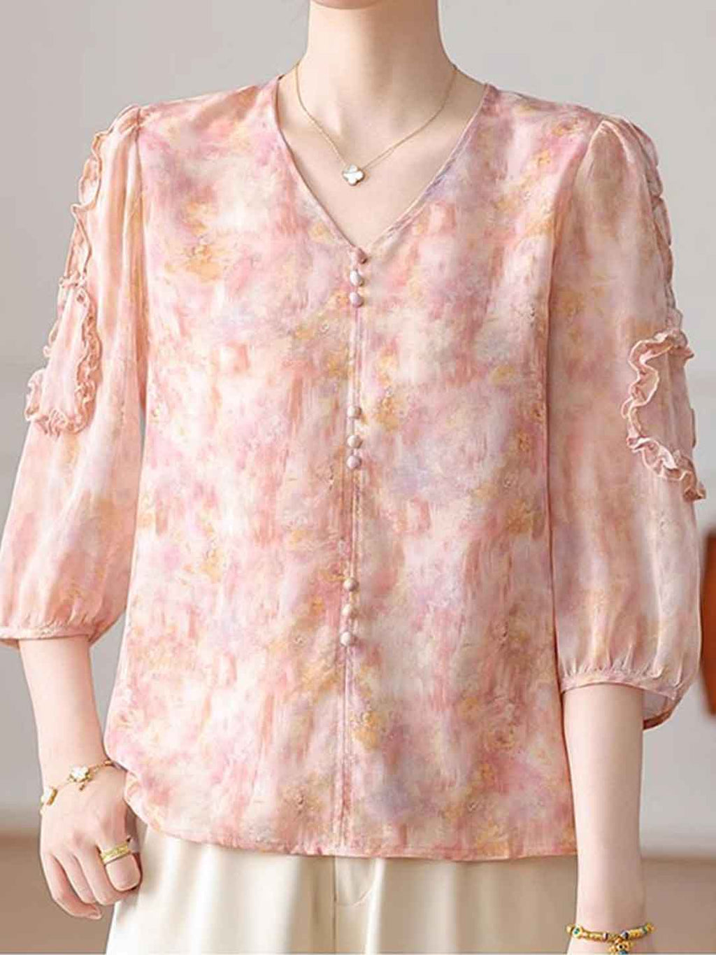Payton Loose V-Neck Chiffon Top