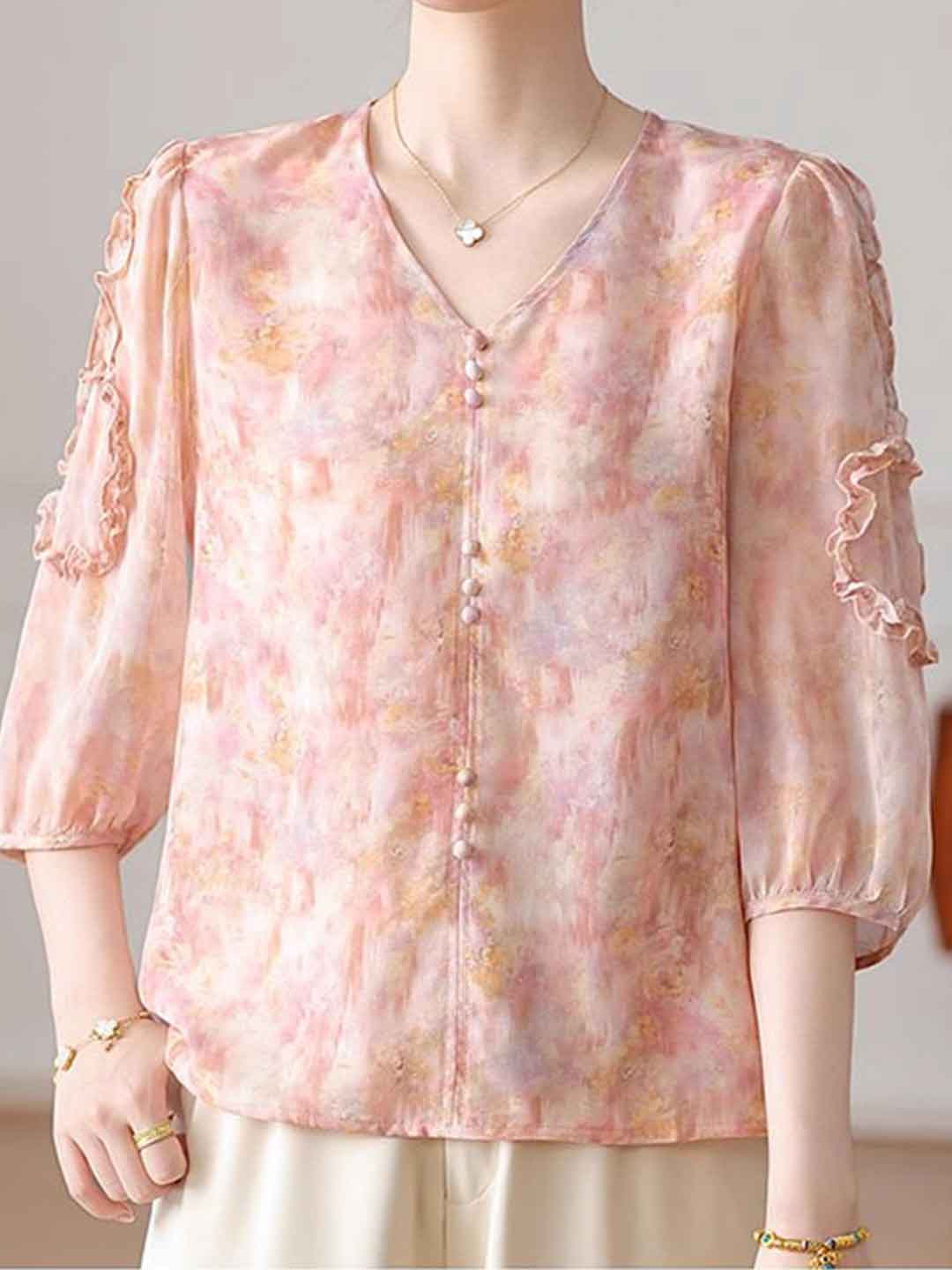 Payton Loose V-Neck Chiffon Top