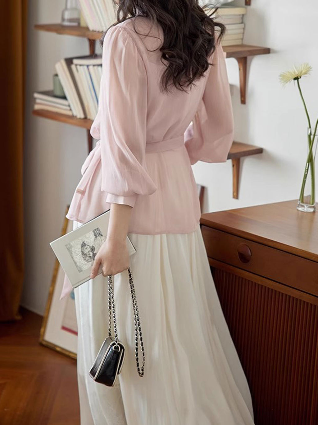 Claire Elegant Solid Color Pearl Top