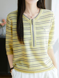 Brianna Loose Crew Neck Striped Pullover Top
